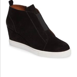 LINEA Paolo Black Suede Wedge Sneaker